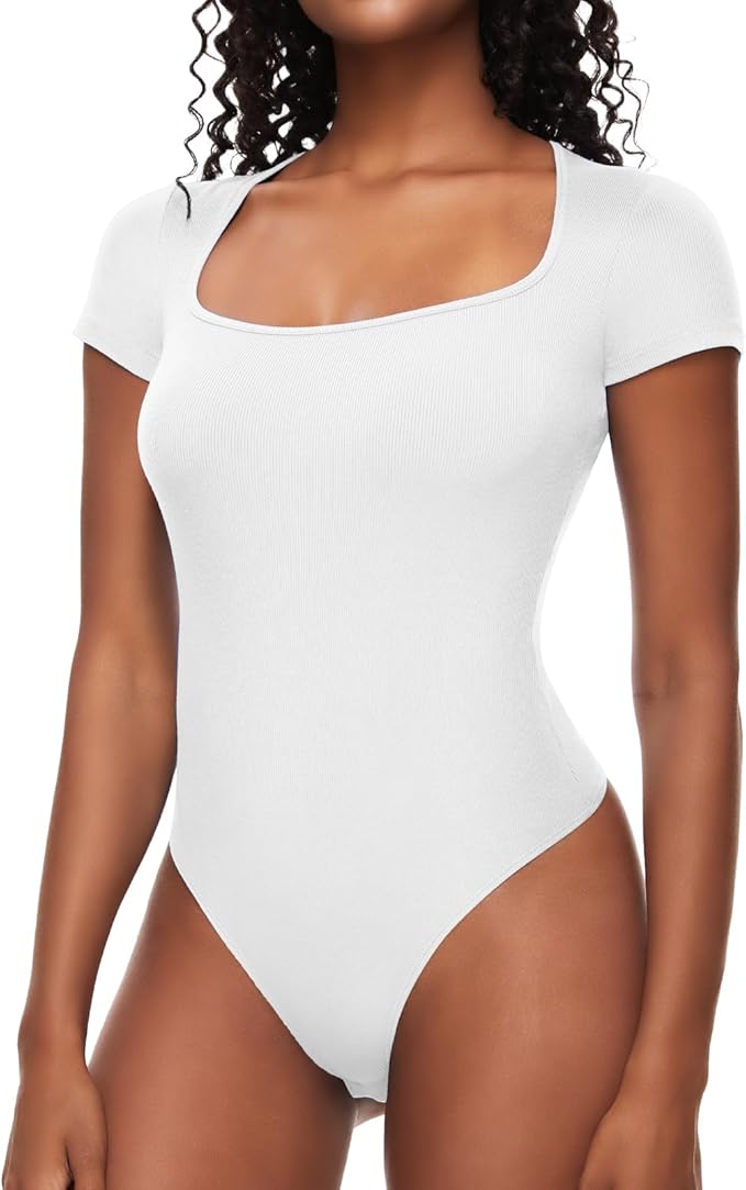 Zush Women's Short Sleeve Square Collar Bodysuit - 2 Pack