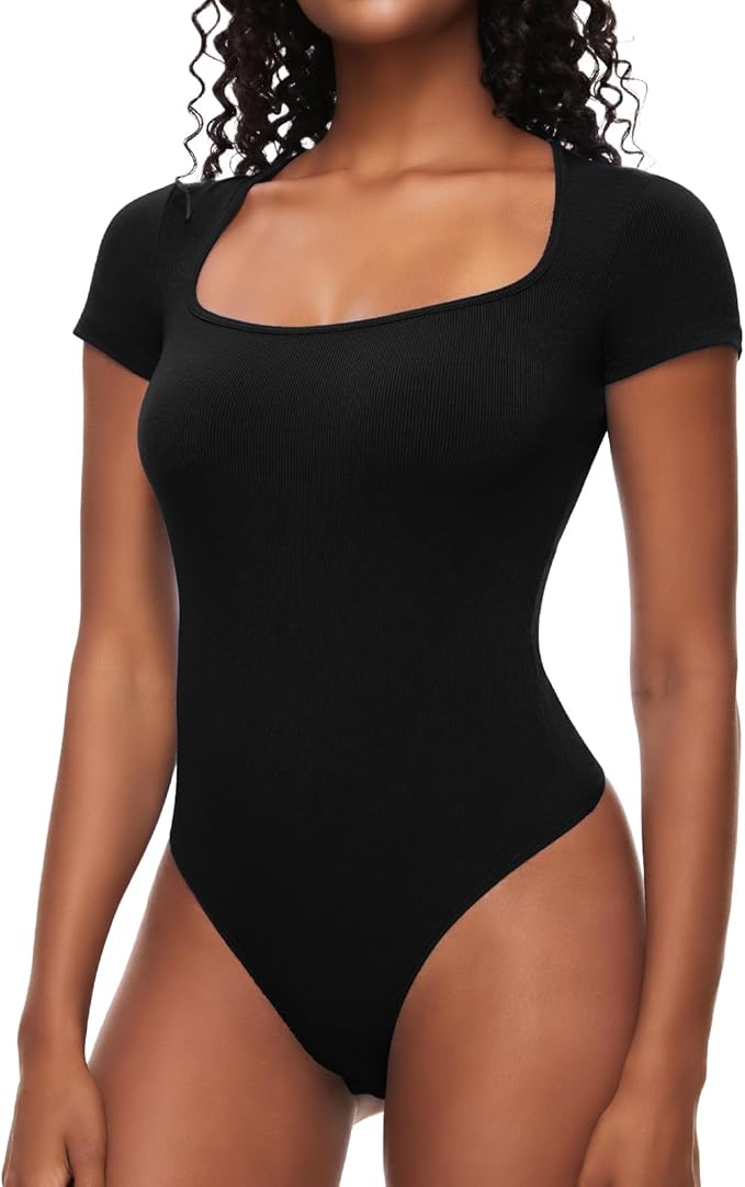 Zush Women's Short Sleeve Square Collar Bodysuit - 2 Pack