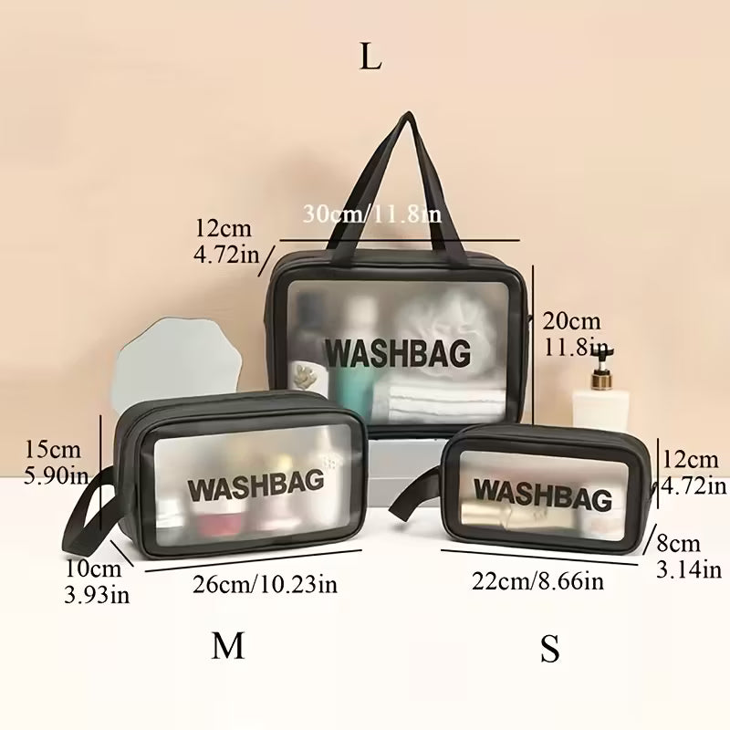 3 Piece Waterproof Toiletry Bag with Handle