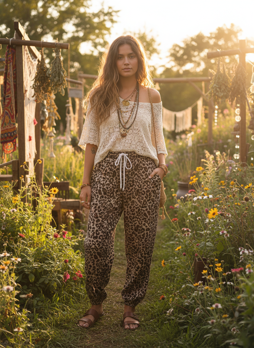 Zush Ladies Patterned Harem Hippie Pants with Pockets