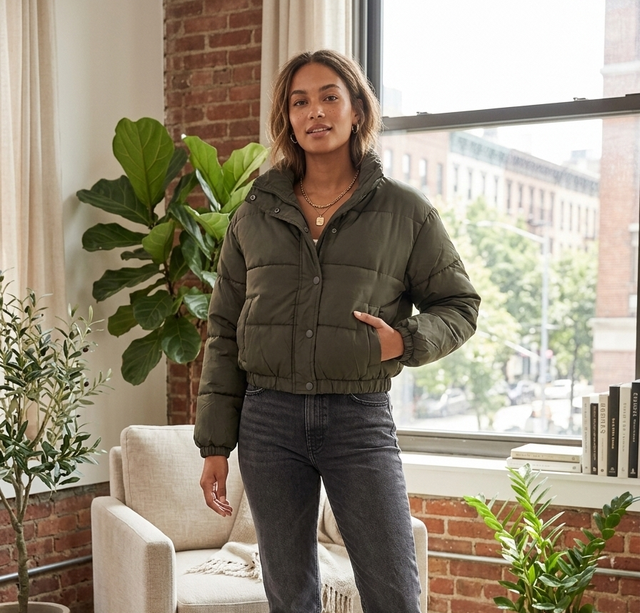 Zush Ladies Cropped Puffer Jacket