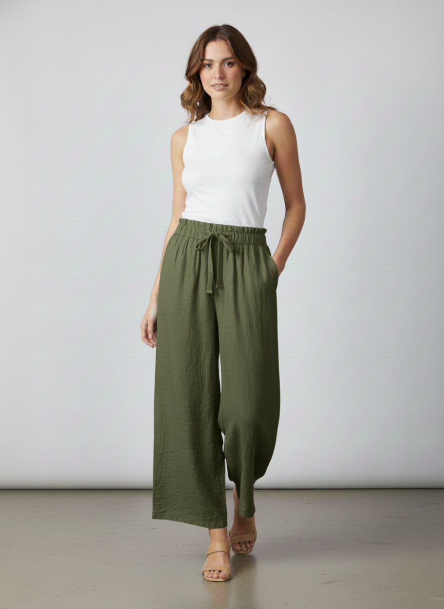 Zush Ladies Extra Wide Leg Linen Pants With Pockets