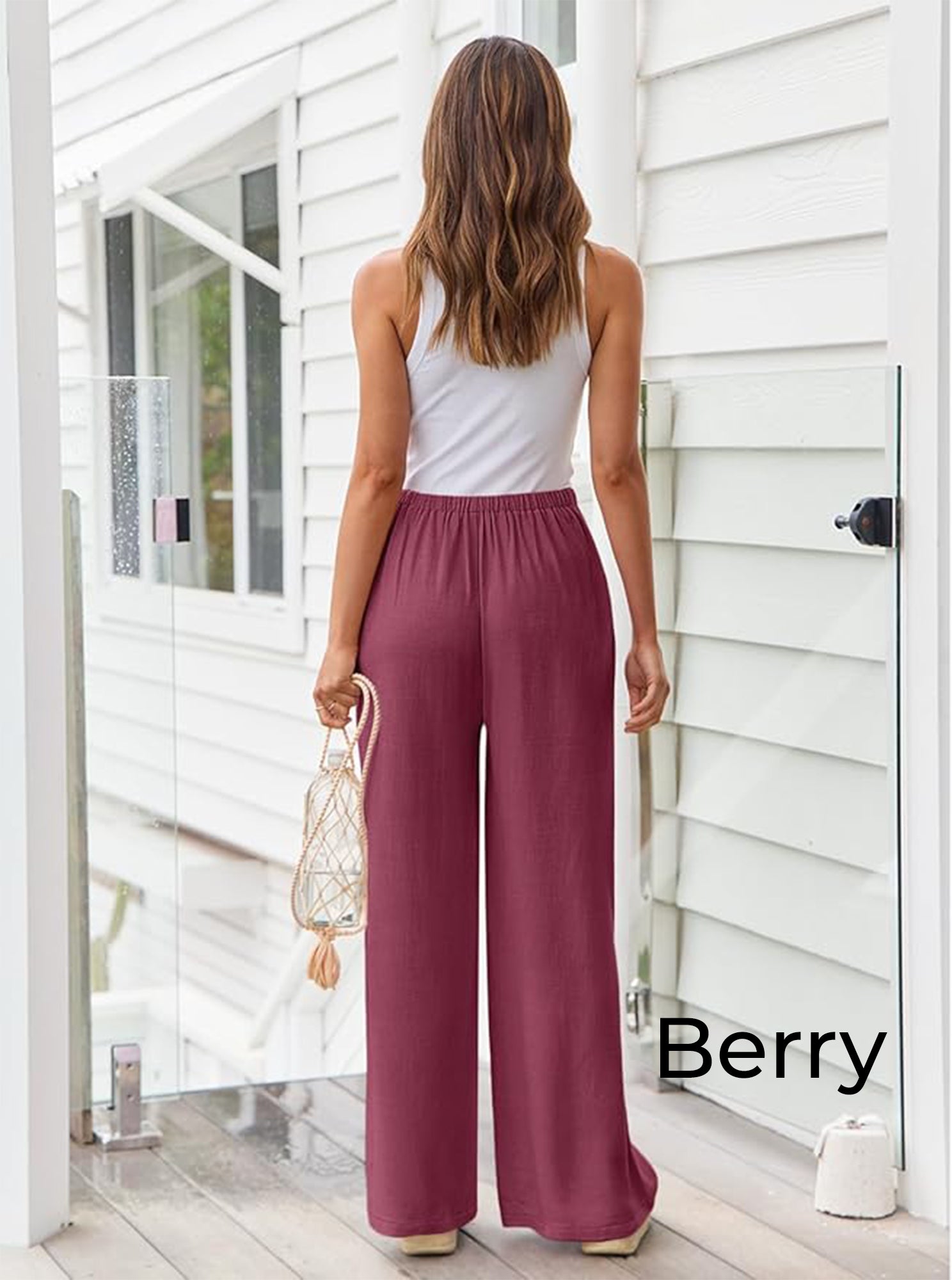 Zush Women's Cotton Linen Wide Leg Flowy Pants with pockets