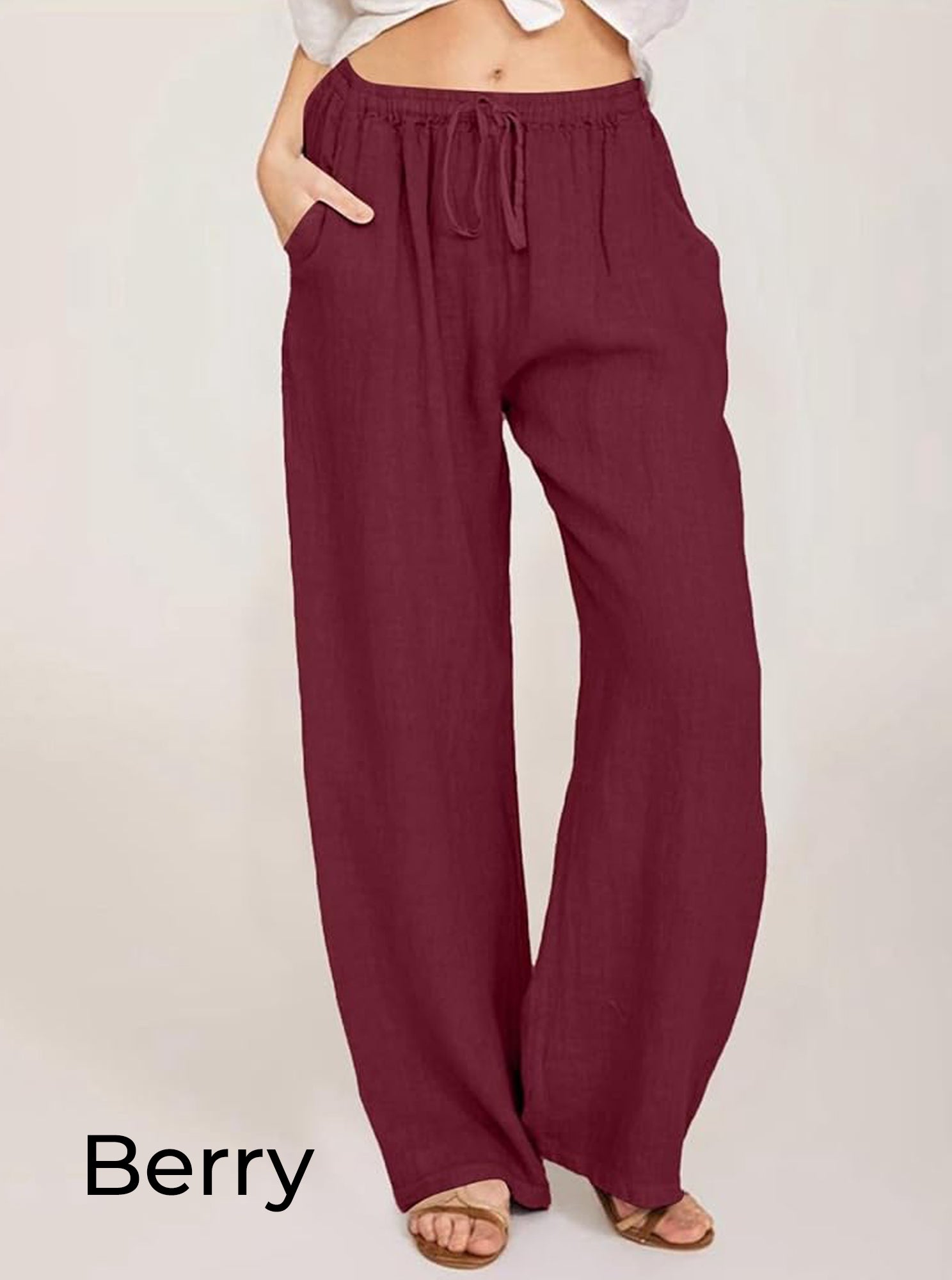 Zush Women's Cotton Linen Wide Leg Flowy Pants with pockets