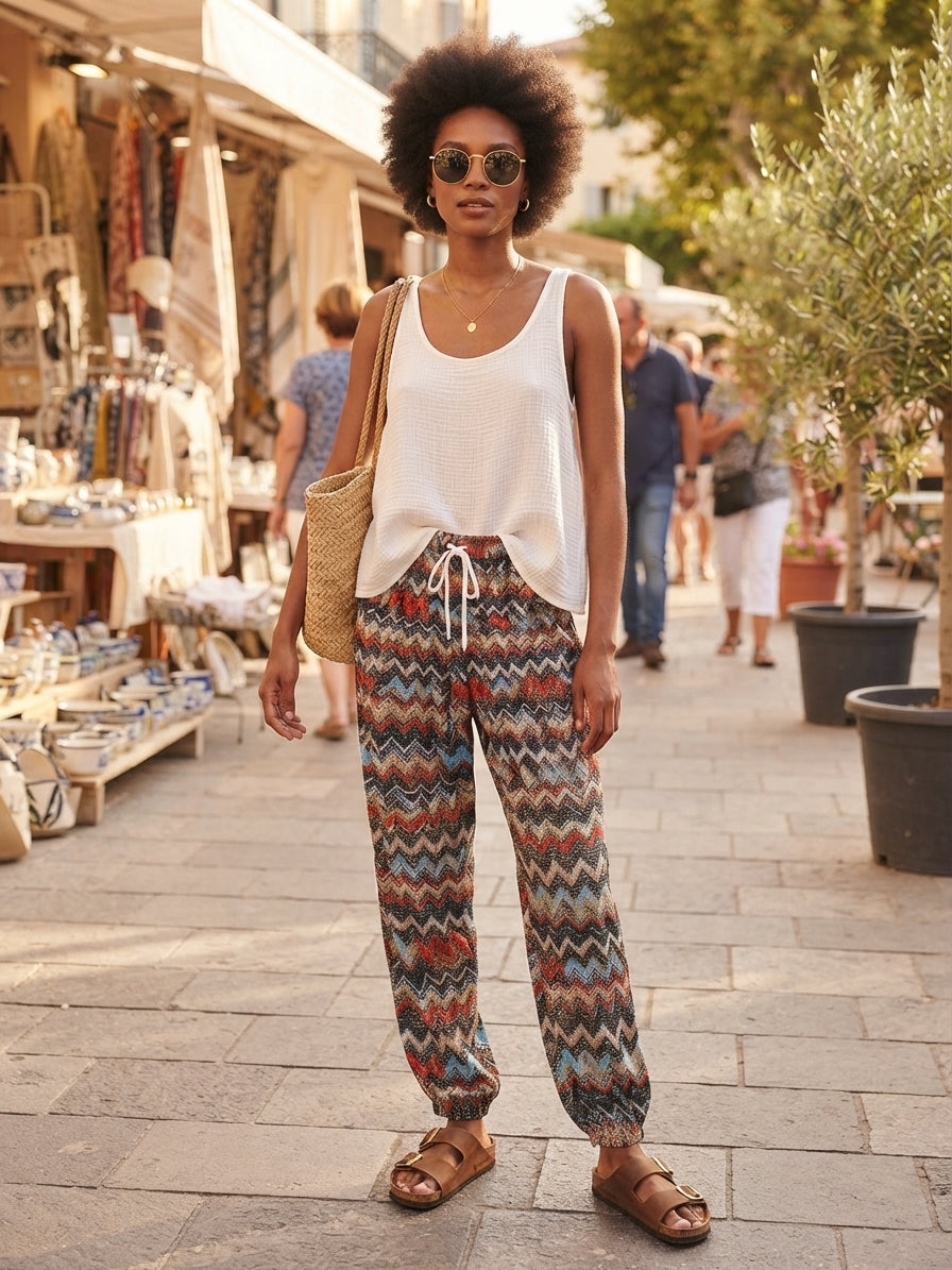 Zush Ladies Patterned Harem Hippie Pants with Pockets