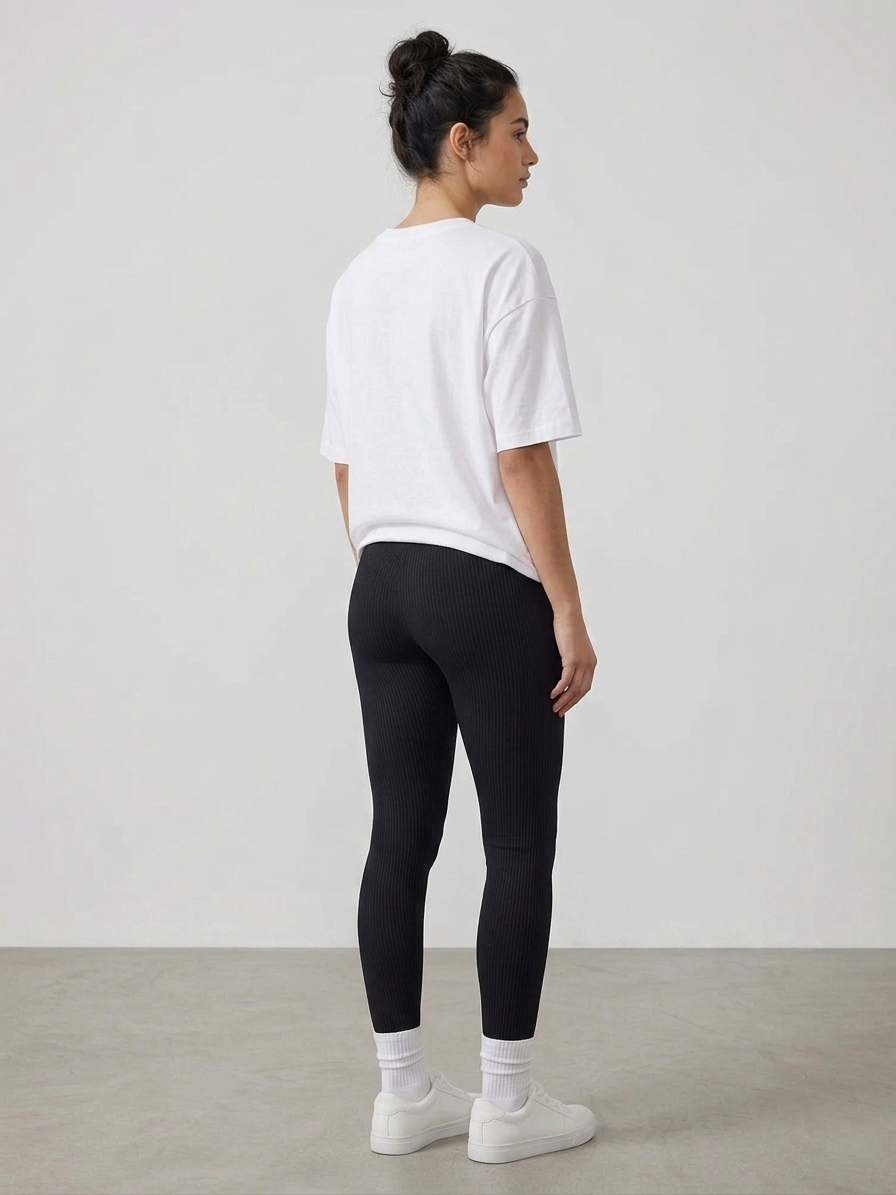 Zush Black Fleece Lined Ribbed High Waist Leggings - 2 Pack