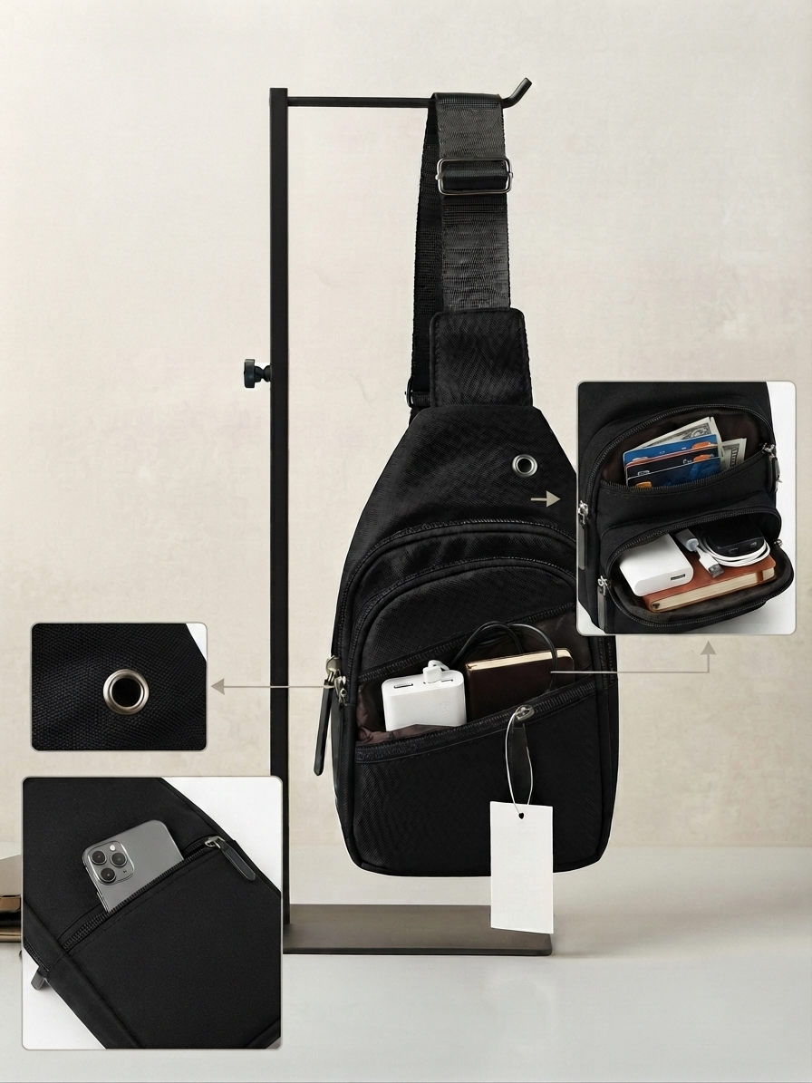 Unisex Multi-Pocket Crossbody Sling Bag