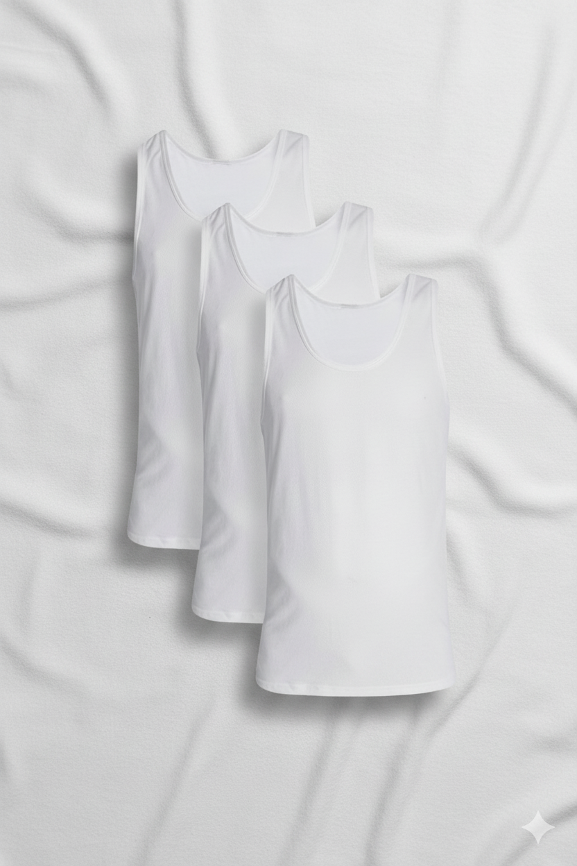 Mens 3 Pack value vest - White