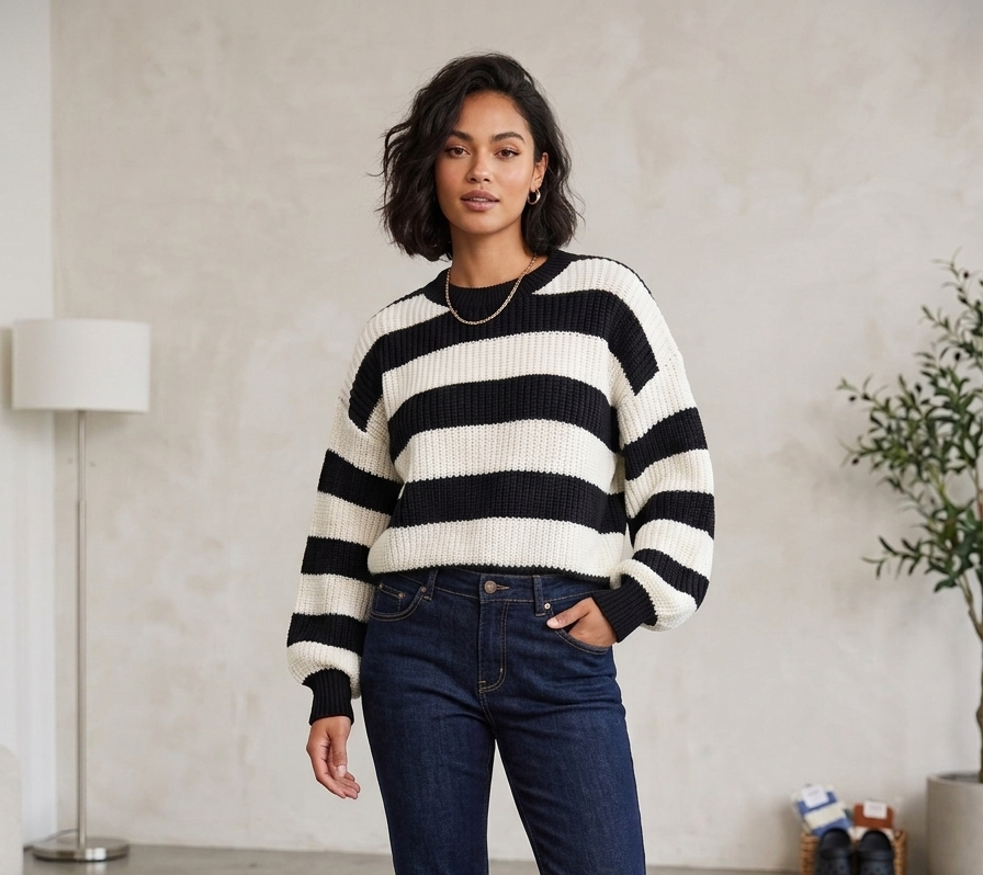 Zush Ladies Striped Knit Sweater