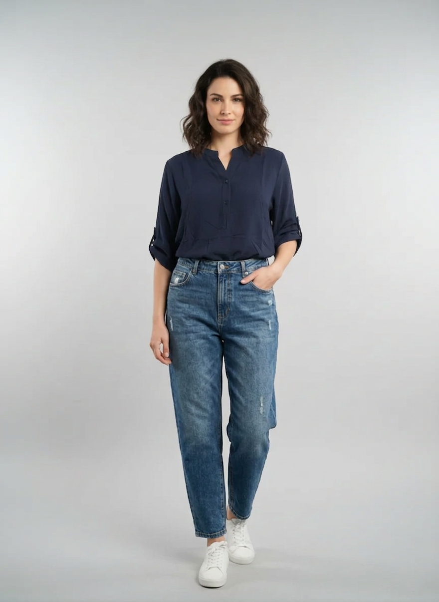 Zush Ladies Casual Linen Button-Down Blouse