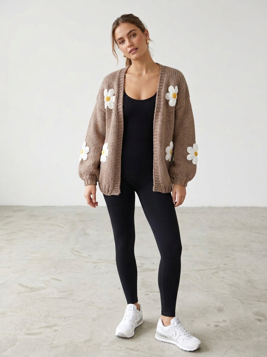 Zush Ladies Floral Knit Cardigan