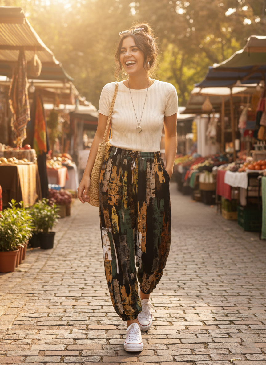 Zush Ladies Patterned Harem Hippie Pants with Pockets