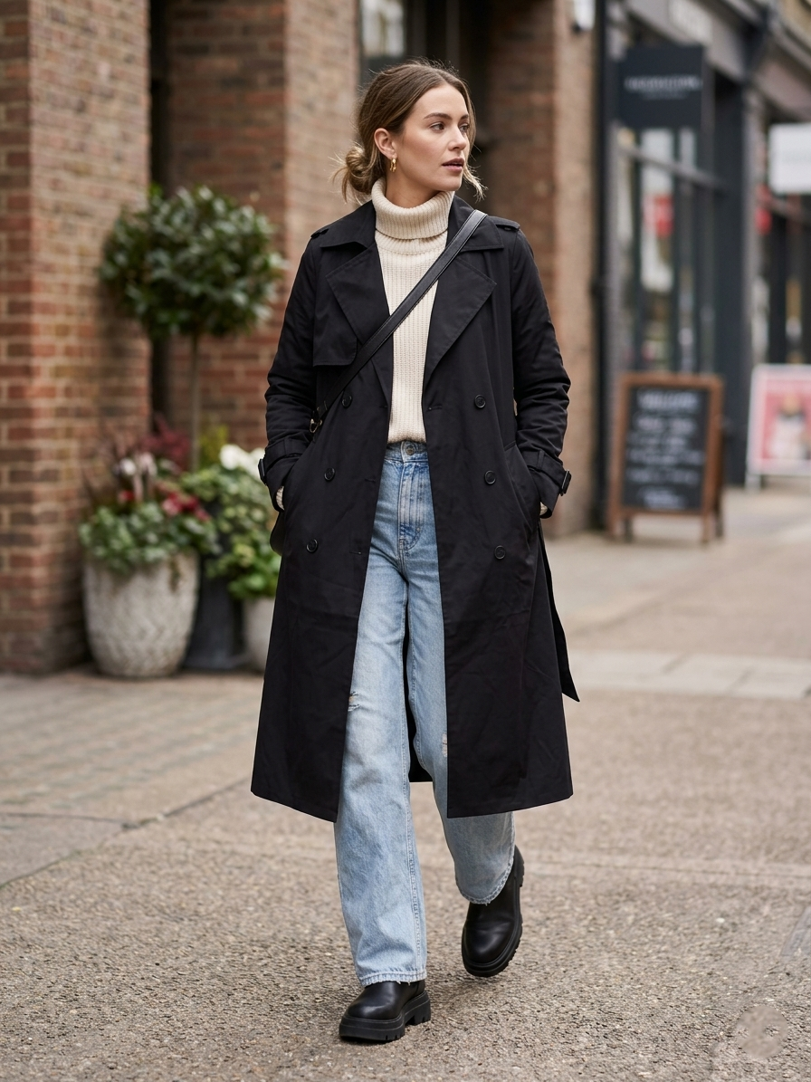 Zush Ladies Double Breasted Trench Coat