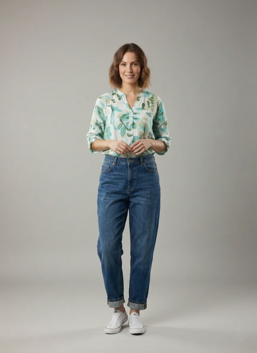 Zush Ladies Floral Linen Button Down Blouse