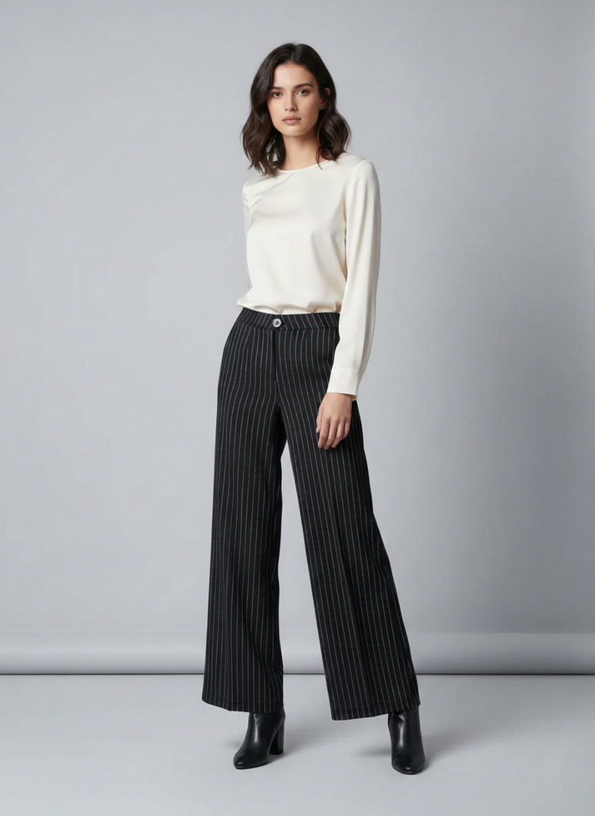 Zush Ladies Pinstripe Wide-Leg Pants