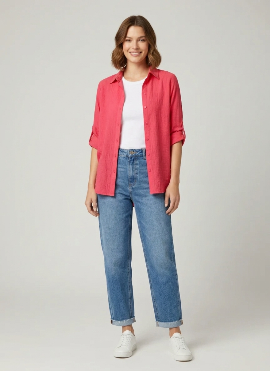 Zush Ladies Cotton Button-Up Collar Shirt