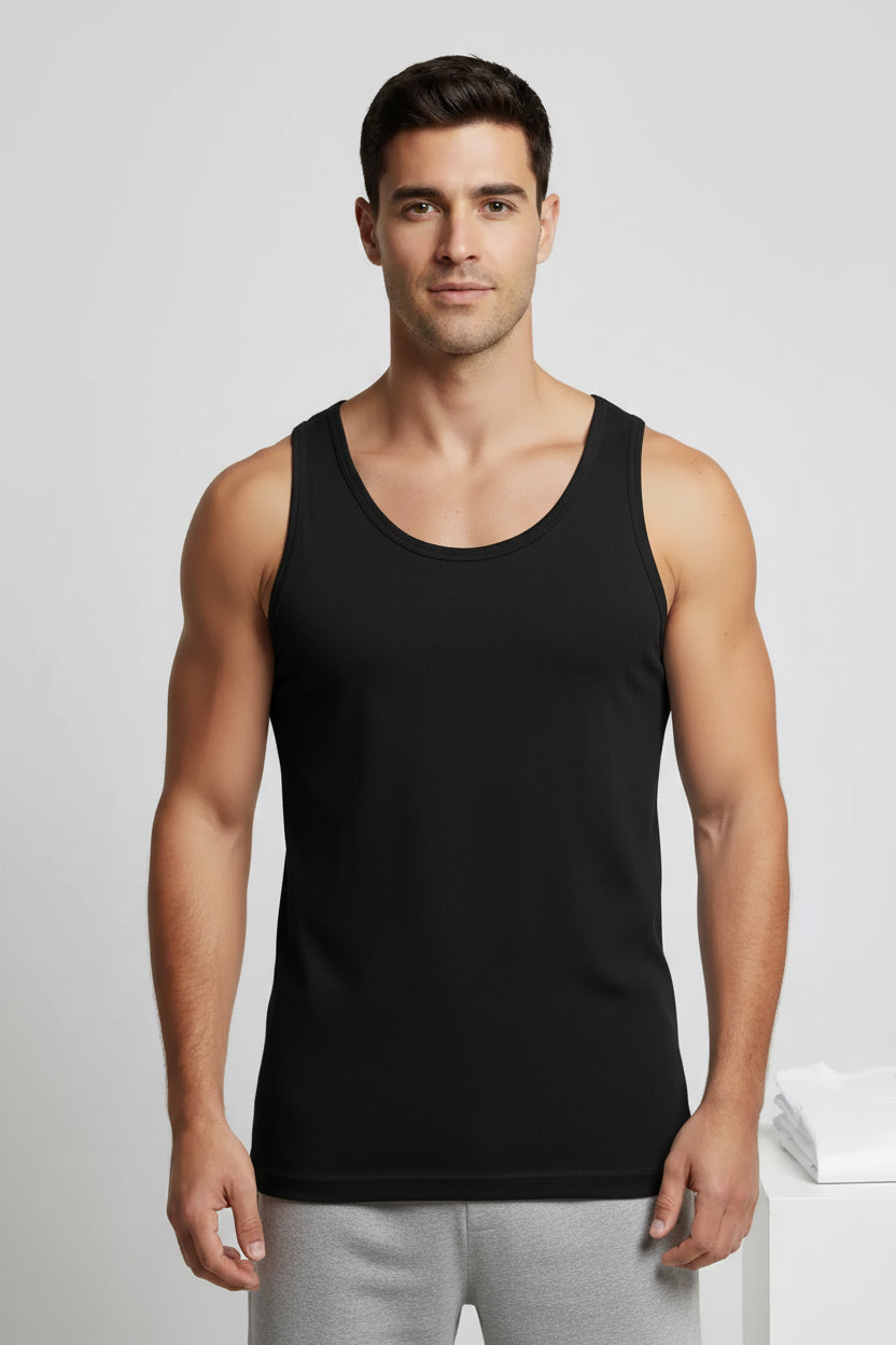 Mens 3 pack Vest - Black, Grey, White