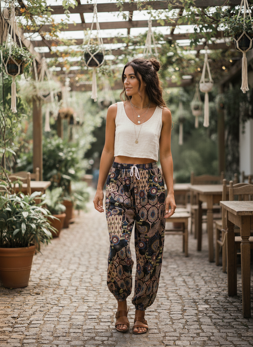 Zush Ladies Patterned Harem Hippie Pants with Pockets