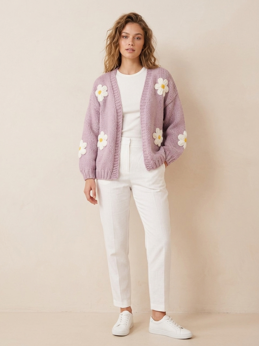 Zush Ladies Floral Knit Cardigan