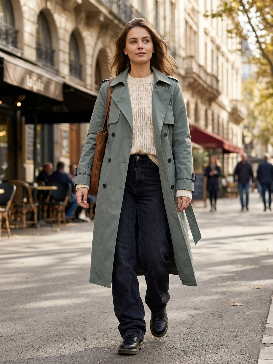 Zush Ladies Double Breasted Trench Coat