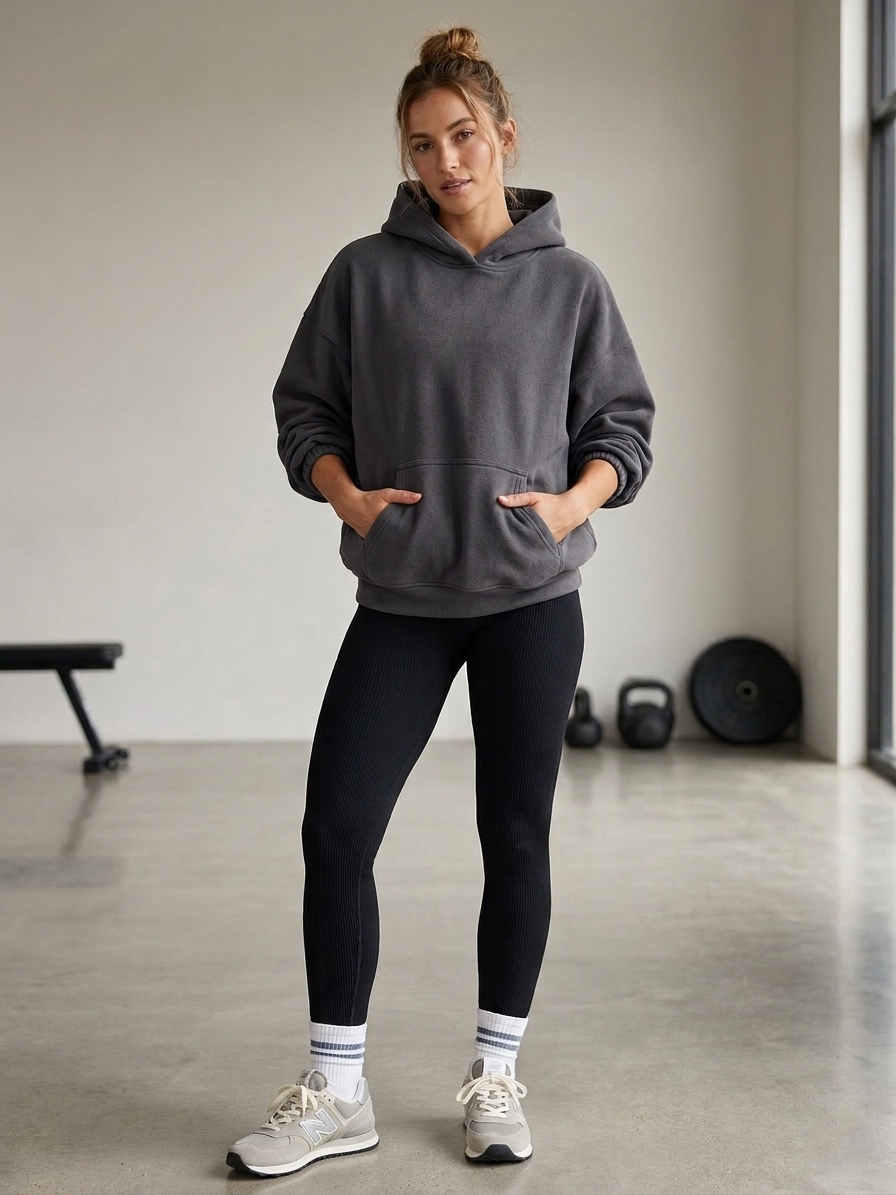 Zush Black Fleece Lined Ribbed High Waist Leggings - 2 Pack