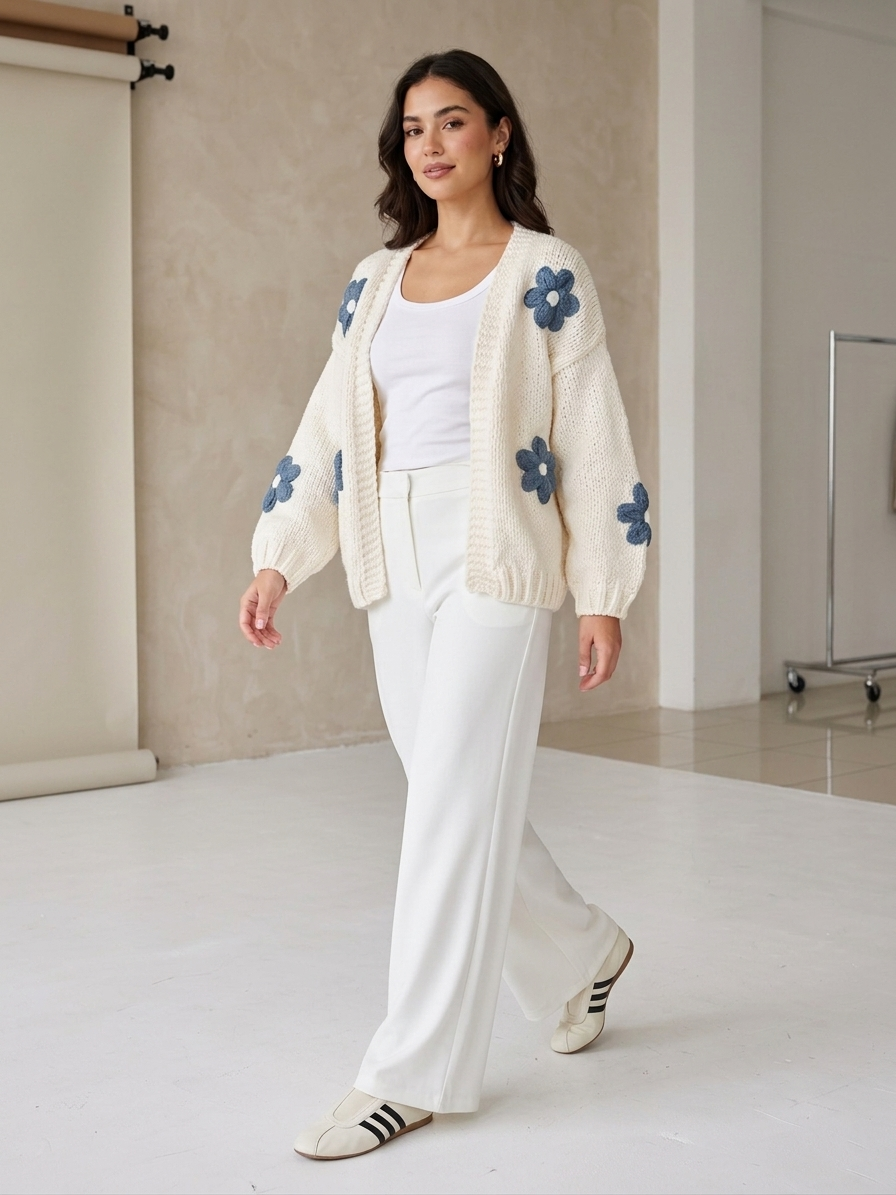 Zush Ladies Floral Knit Cardigan