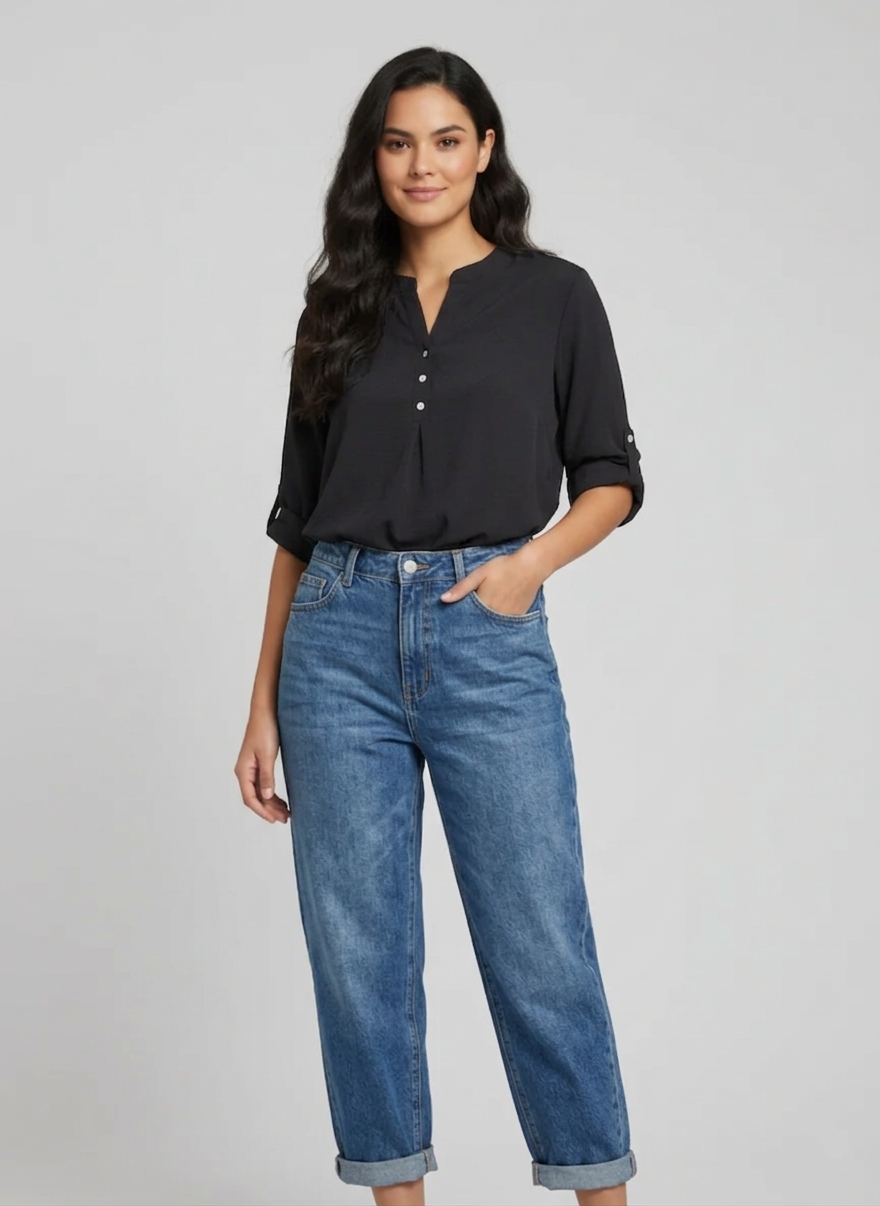 Zush Ladies Casual Linen Button-Down Blouse