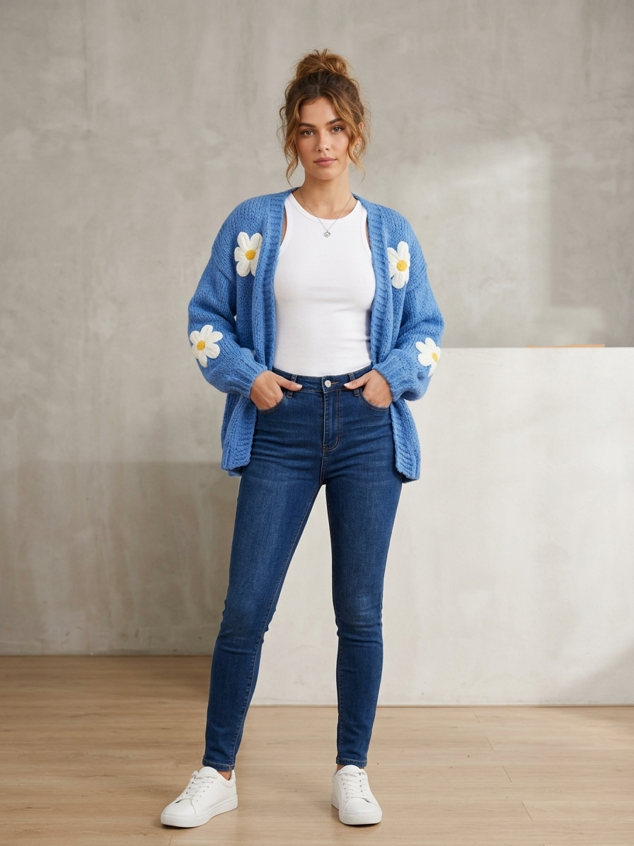 Zush Ladies Floral Knit Cardigan