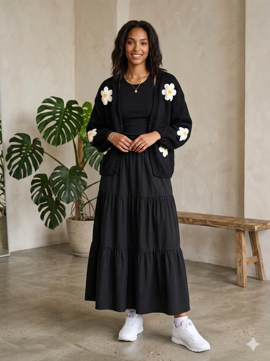 Zush Ladies Floral Knit Cardigan