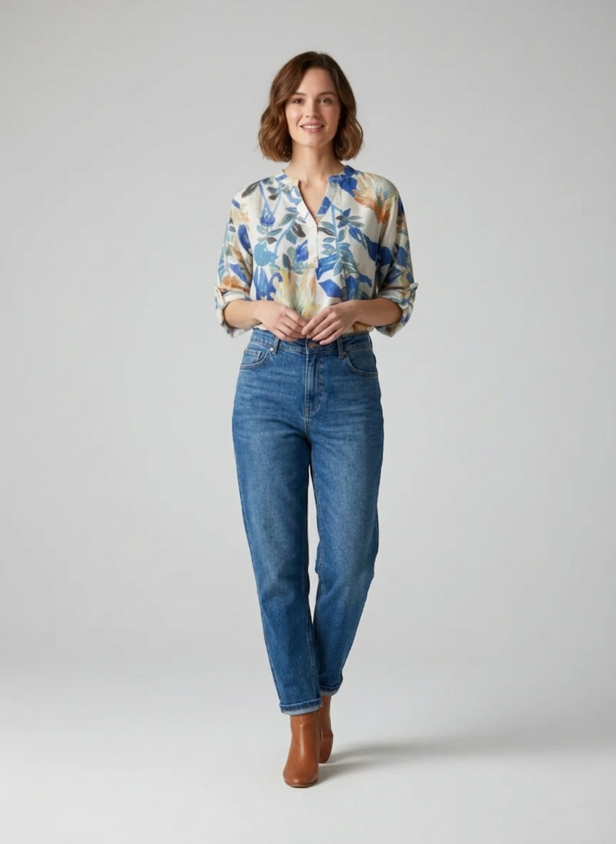 Zush Ladies Floral Linen Button Down Blouse