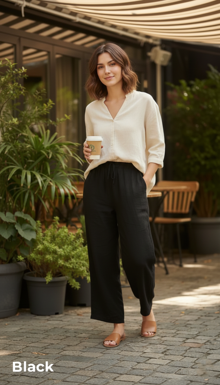 Zush Women's Cotton Linen Wide Leg Flowy Pants with pockets