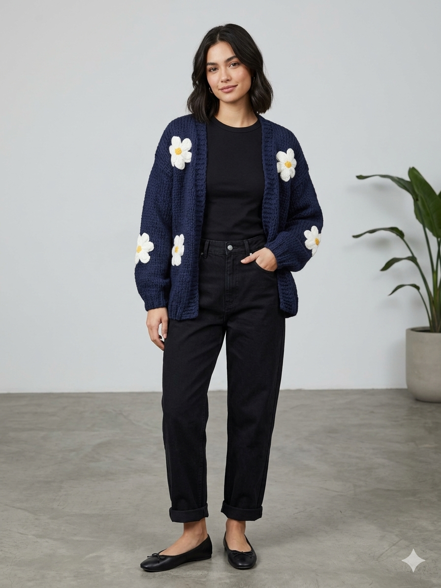 Zush Ladies Floral Knit Cardigan