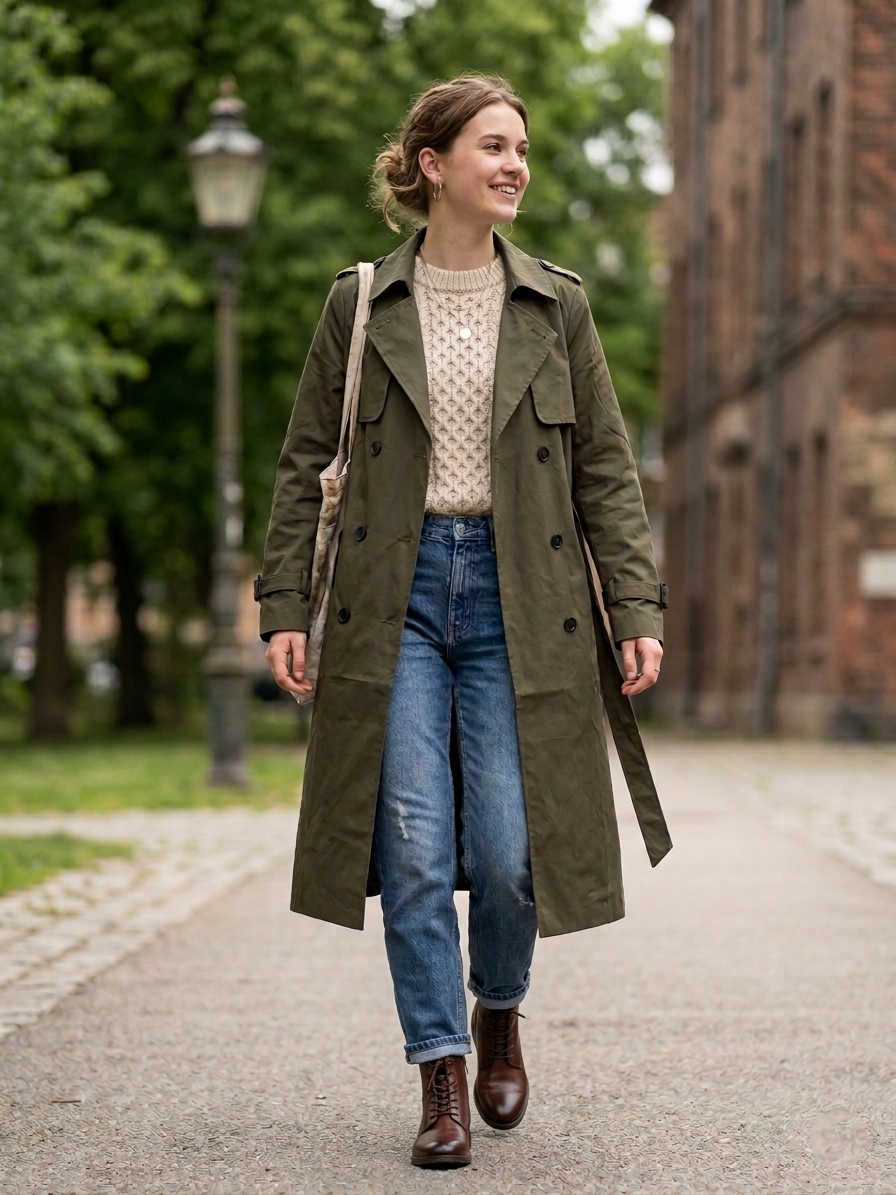 Zush Ladies Double Breasted Trench Coat