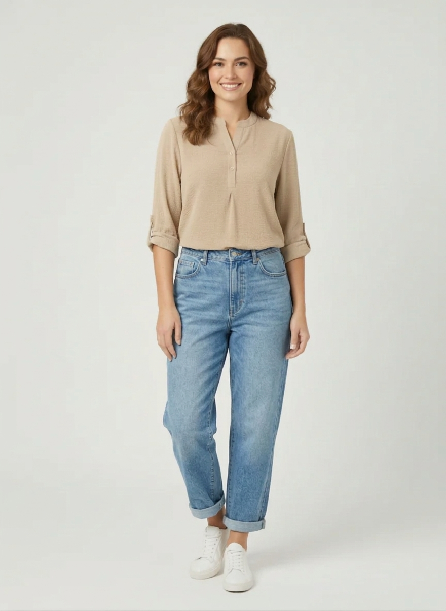 Zush Ladies Casual Linen Button-Down Blouse