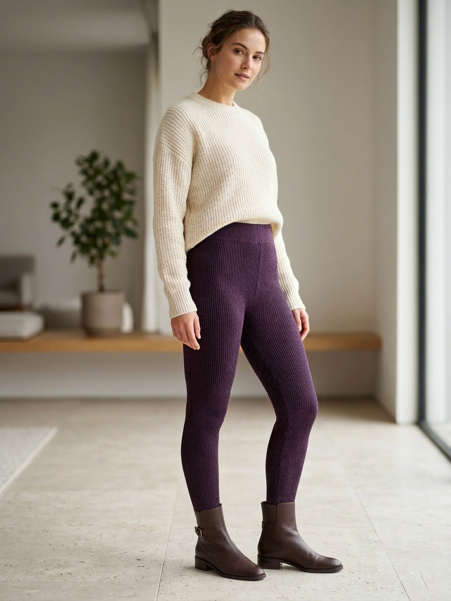 Zush Ladies Thermal Fleece Lined High Waisted Ribbed Leggings