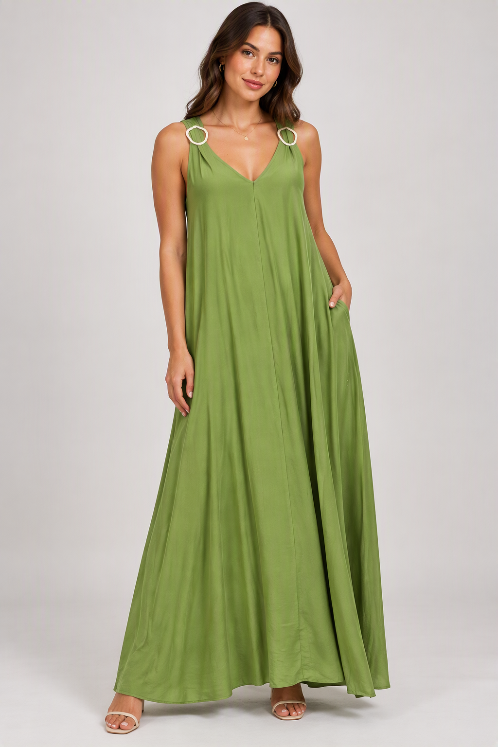 Zush Ladies Relaxed Fit V-Neck Maxi Dress