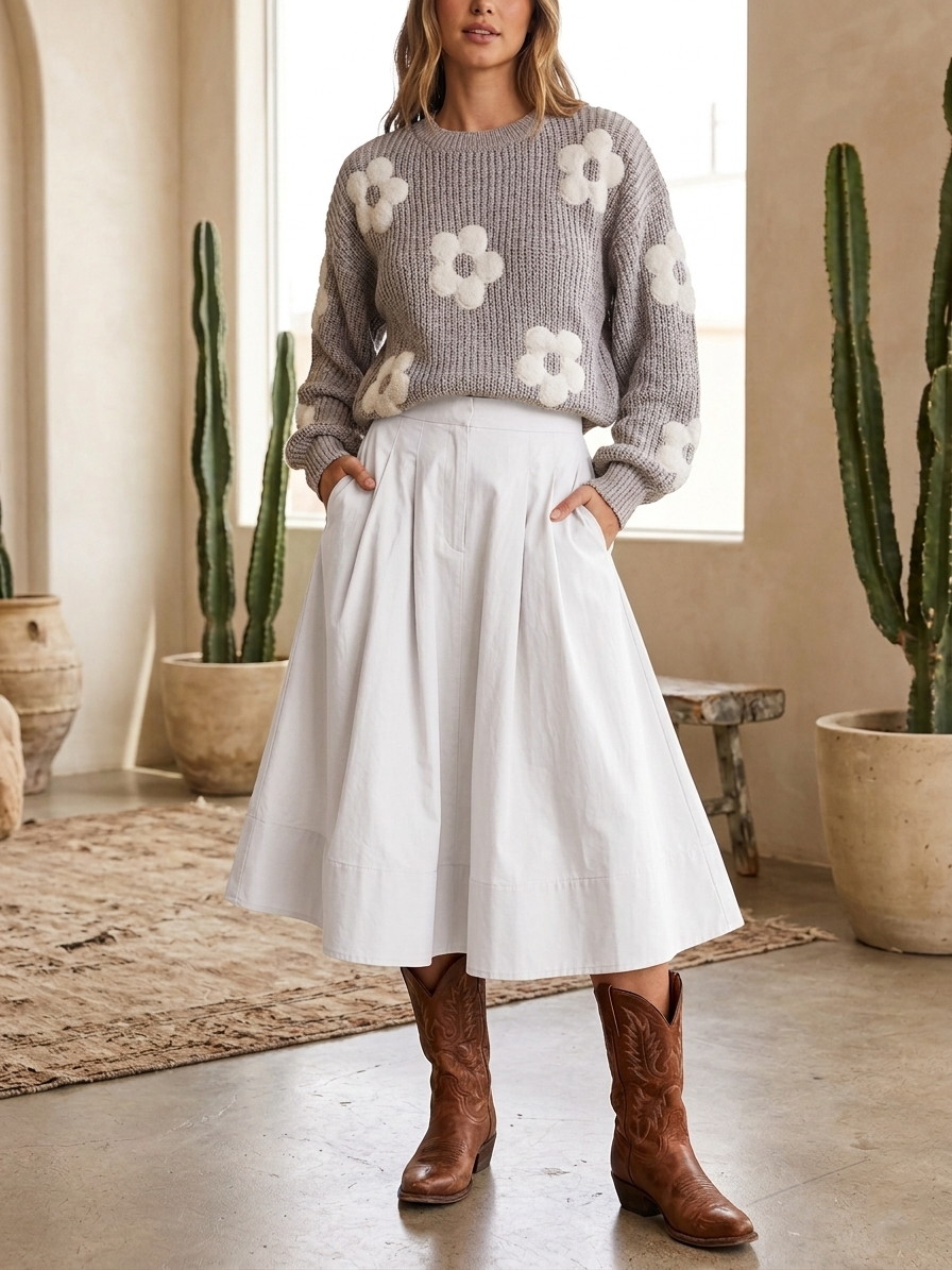 Zush Ladies Floral Knit Sweater