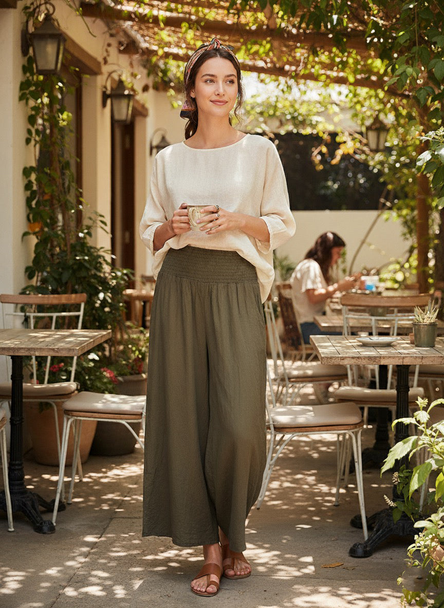 Zush Women's Smocked Waist Palazzo Lounge Pants with Pockets