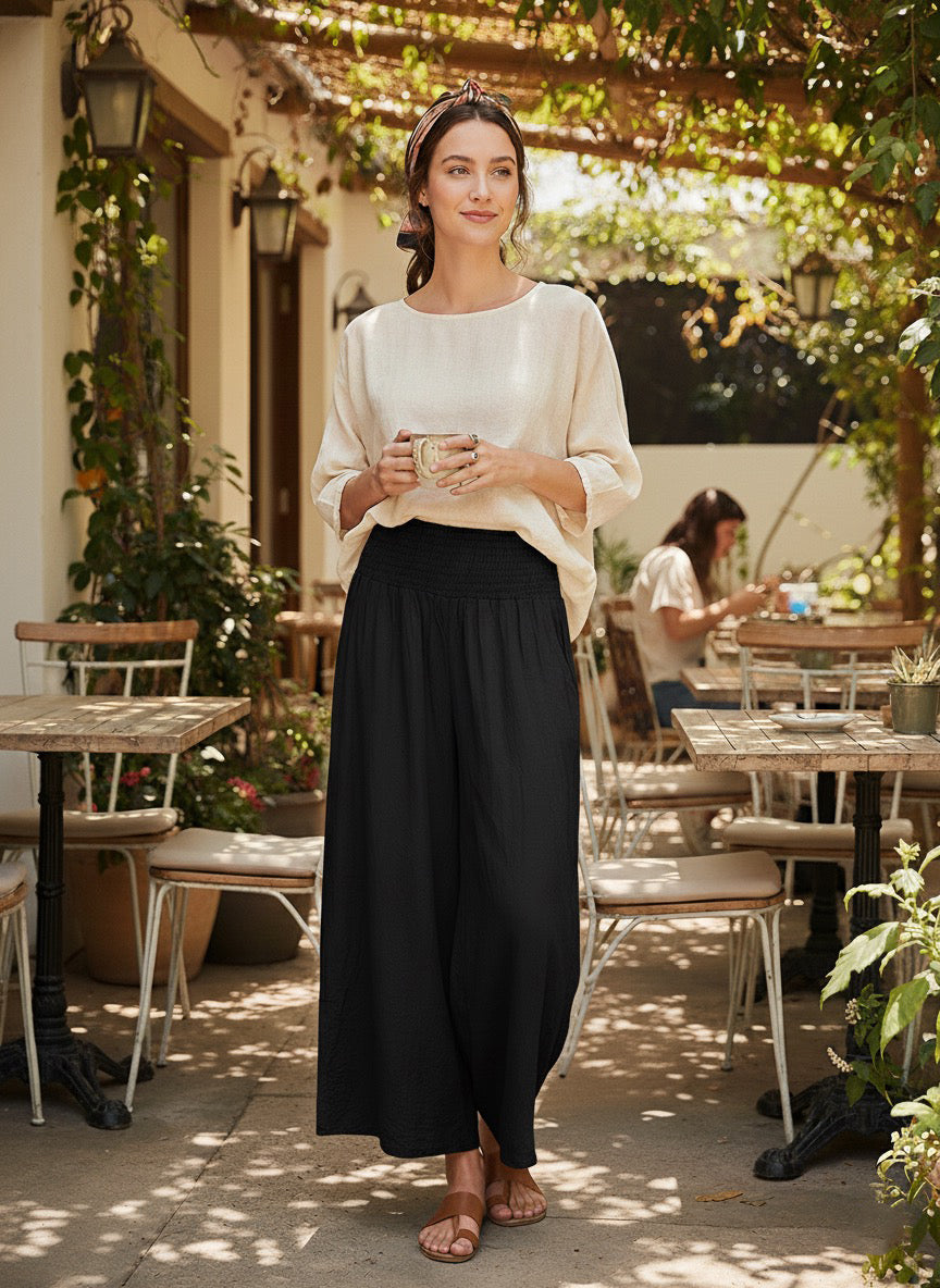 Zush Women's Smocked Waist Palazzo Lounge Pants with Pockets