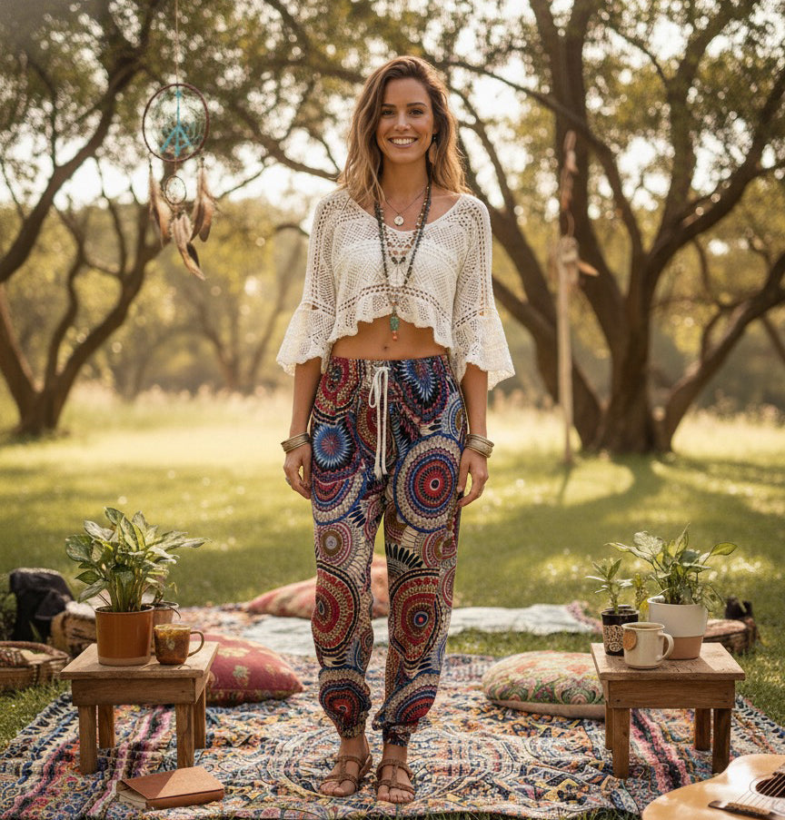 Zush Ladies Patterned Harem Hippie Pants with Pockets