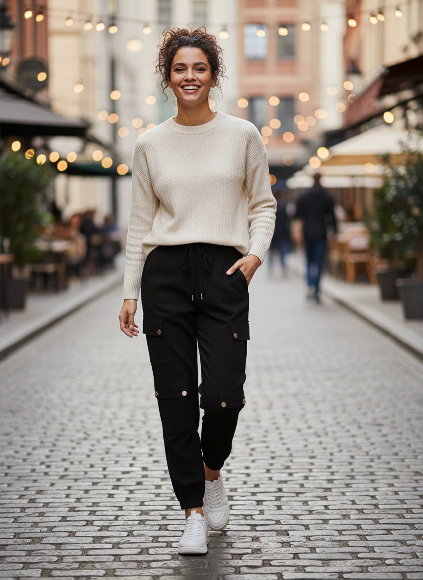 Zush Ladies Drawstring Cargo Joggers with Functional Pockets