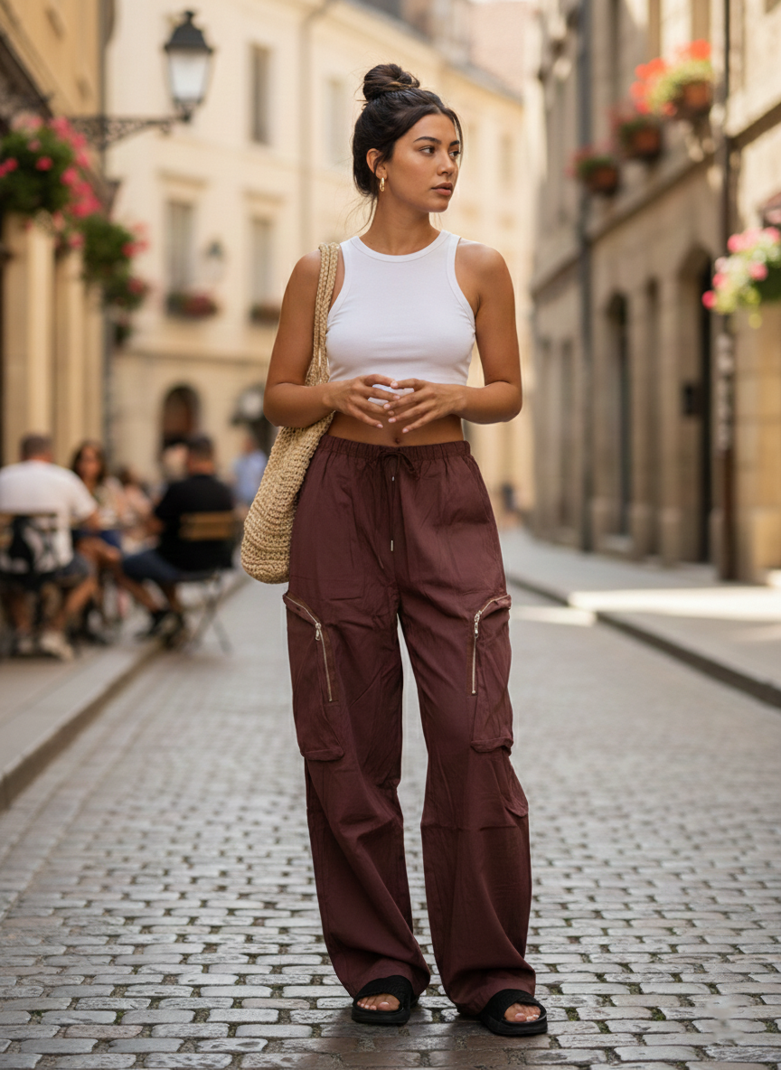 Zush Ladies Wide-Leg Cargo Pants