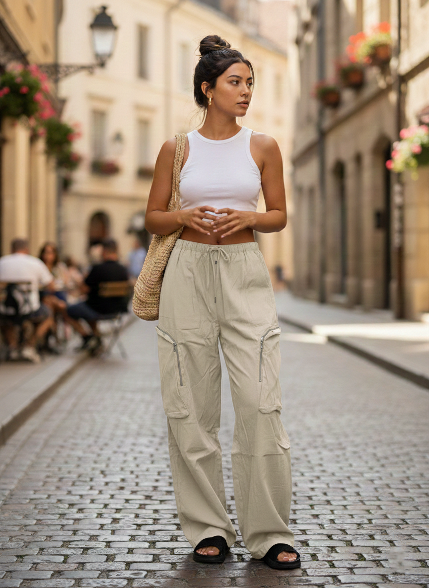 Zush Ladies Wide-Leg Cargo Pants