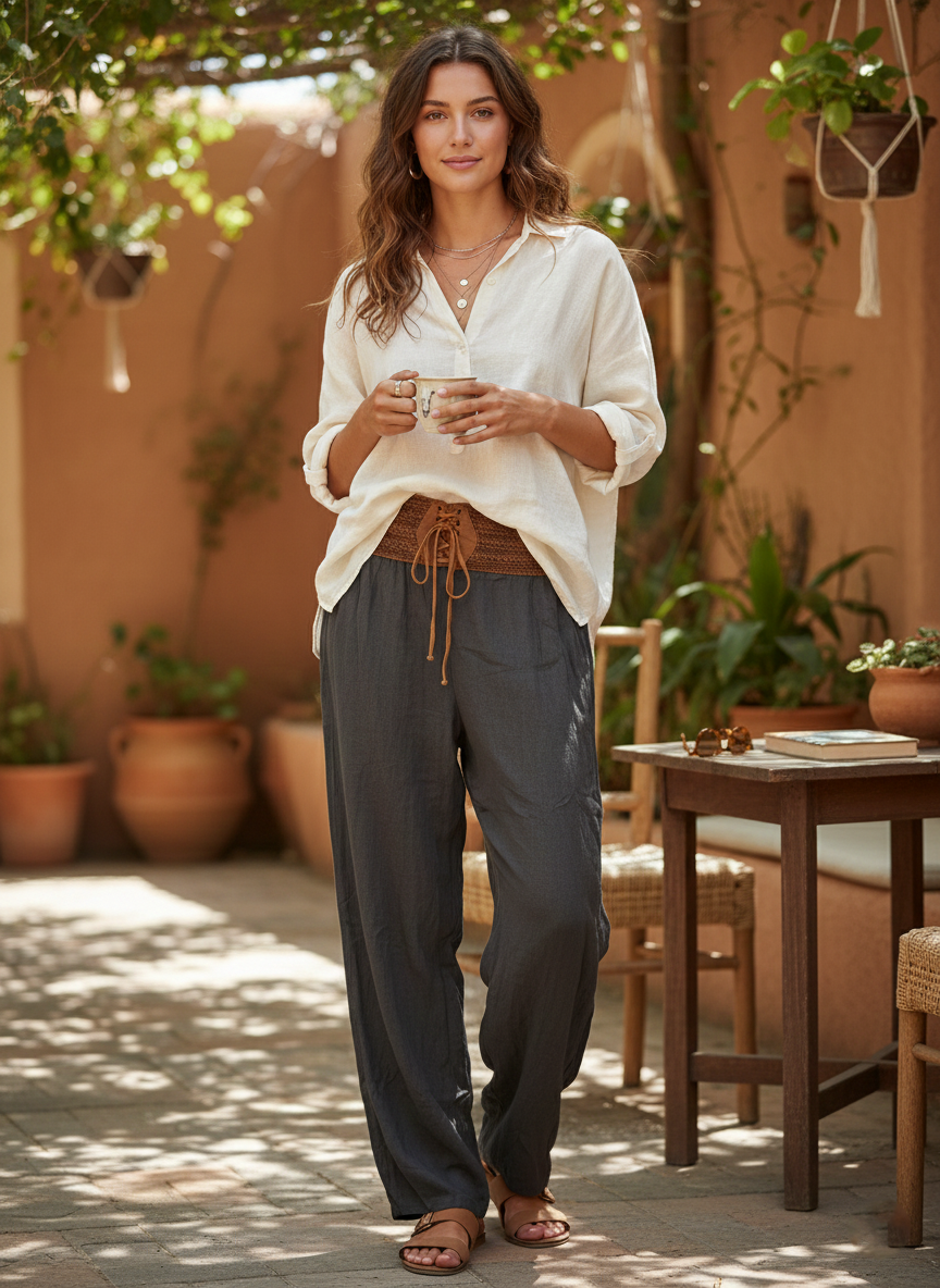 Zush Ladies Bohemian Style Wide Leg Pants