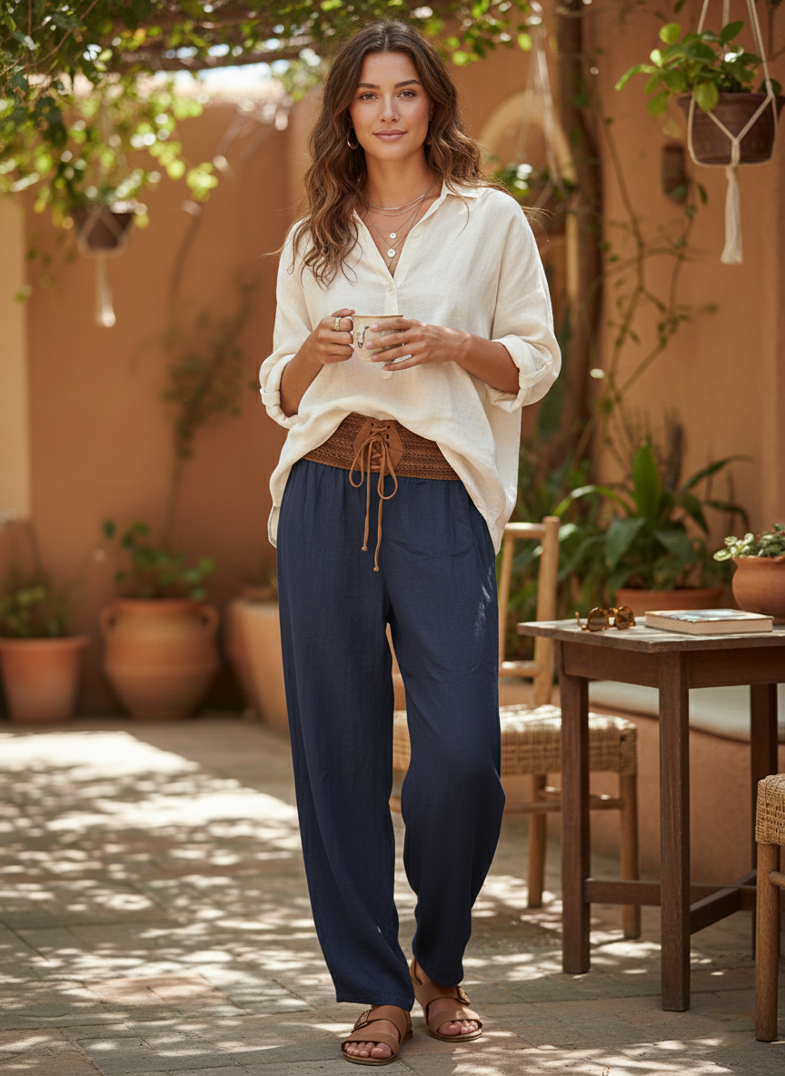 Zush Ladies Bohemian Style Wide Leg Pants