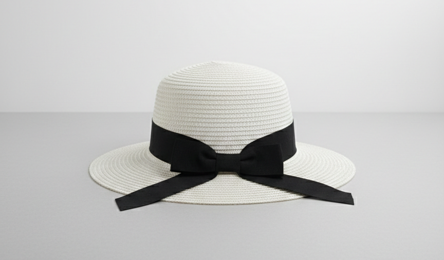 Summer Sun Wide-Brimmed Straw Hat With Bow