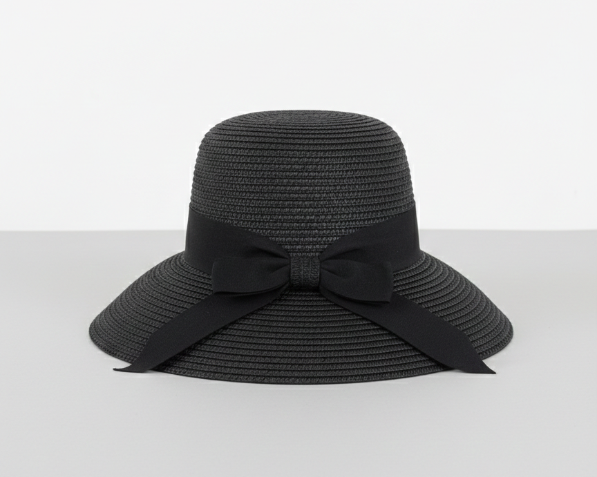 Summer Sun Wide-Brimmed Straw Hat With Bow