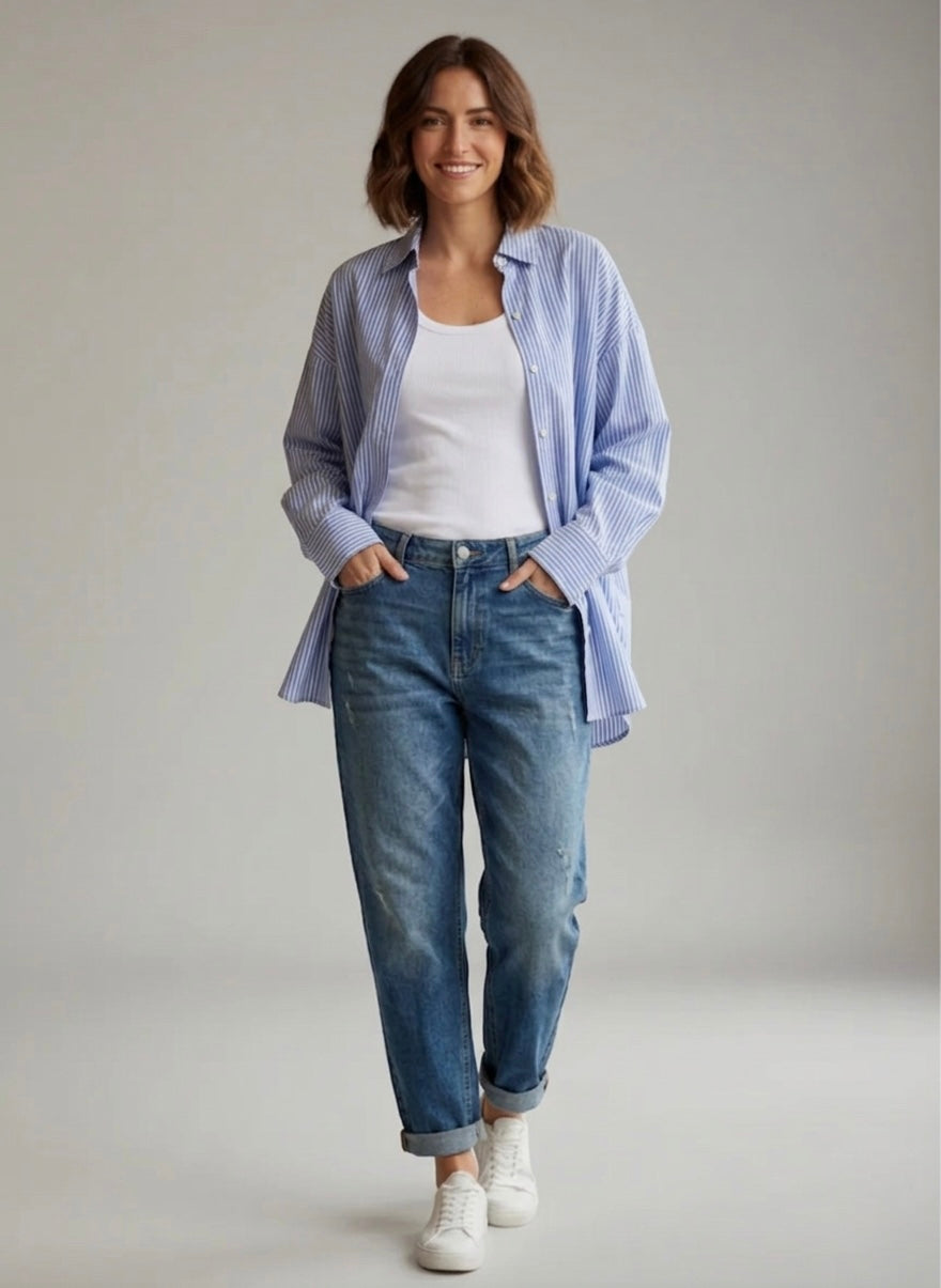 Zush Ladies Cotton Stripped Button-up Shirt