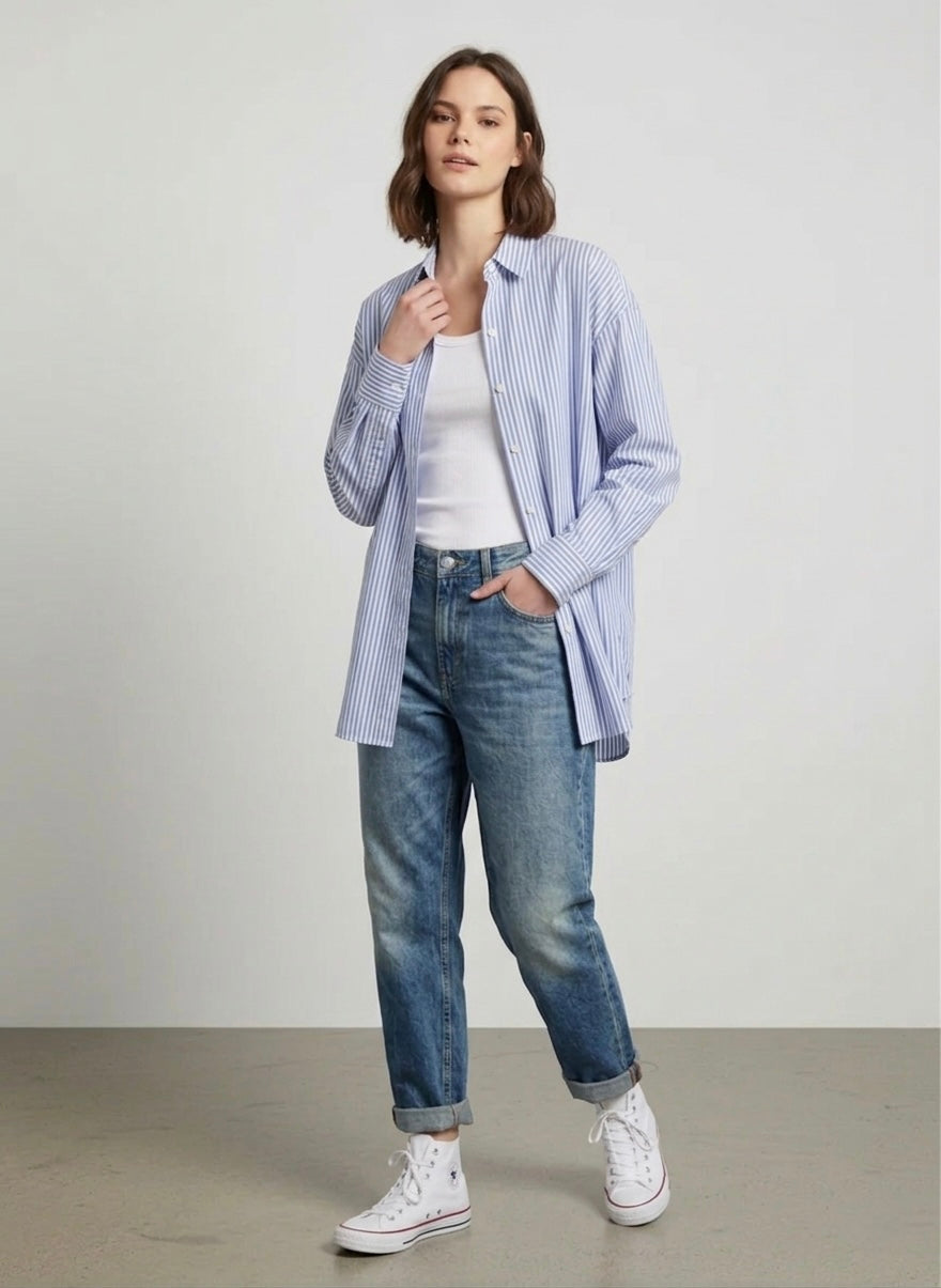 Zush Ladies Cotton Stripped Button-up Shirt