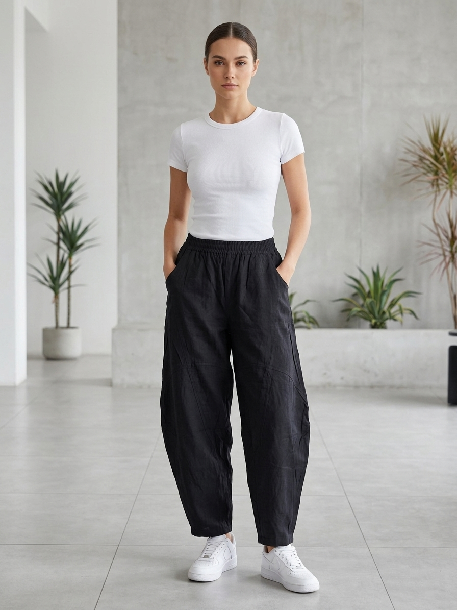 Zush Ladies Cotton Barrel Pants With Pockets